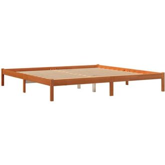 vidaXL Cama Sin Colch&oacute;n Madera Maciza De Pino Marr&oacute;n Cera 200x200 Cm Vidaxl