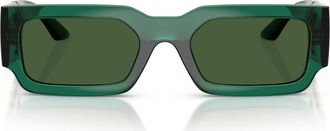 Versace 54mm Rectangular Sunglasses in Transparent Green /Dark Green at Nordstrom