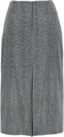 Ermanno Scervino Womens Gray Silk Midi Skirt