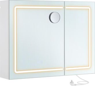 Vasagle Armario de ba&ntilde;o con espejo led funci&oacute;n antivaho y multienchufe
