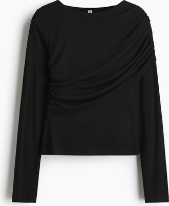 H&M Drapiertes Viskoseshirt - Schwarz