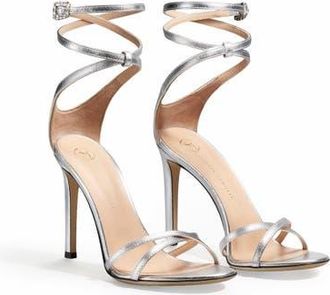 Temperley London Vixen Leather Strappy Sandals in Silver at Nordstrom, Size 12
