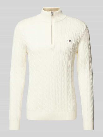GANT Strickpullover mit Zopfmuster in Offwhite, Größe 4XL