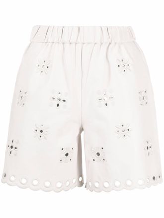 Red Valentino Leren shorts - Wit