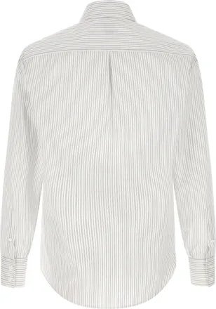Brunello Cucinelli Vertical-Striped Cotton Shirt - Blue