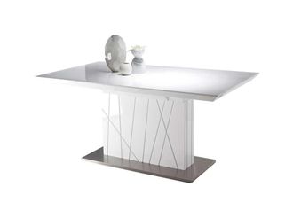 Pondecor Interiorismo Mesa Imperio base de acero, peana y sobre en MDF lacado blanco brillo
