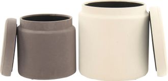 Kayoom Stauraumhocker »Hocker Zora 225 2er-Set, samtweicher Stoffbezug,runde elegante Form« Set, 2 Stk. tlg. samtweich, gepolstert, mit Stauraum, weiche Pols