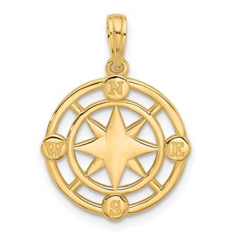 Diamond2Deal 14k Yellow Gold Polished Round Compass Charm Pendant