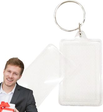 Generic Custom Photo Keychain - 5.8 X 4.1cm Clear Blank Picture Keyring with Heart & Circle Shapes, Personalized Acrylic Bag Pendant for Boys and Girls | Souv