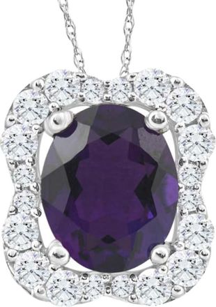Pompeii3 3 3/4Ct Oval Amethyst Diamond Pendant 10k White Gold Womens Neklace