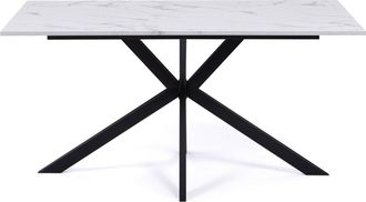 IDMarket Tavolo Da Pranzo Rettangolare Per 8 Persone Alaska Con Effetto Marmo Bianco E Gamba A Ragno In Metallo 160 Cm