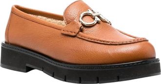 Ferragamo Womens Rolo Shearling-Lined Loafers In Brown