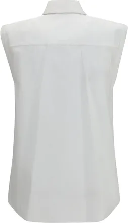 Brunello Cucinelli Embellished Collar Sleeveless Shirt - White