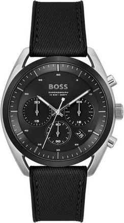 BOSS Top Fabric Strap Chronograph Watch in Black Dial at Nordstrom Rack