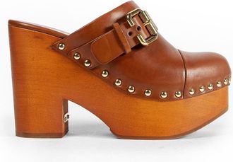 Chlo&eacute; Jeannette Leather Wedge Mules