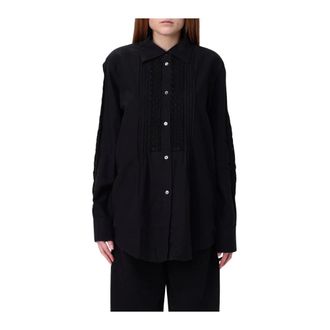 Our Legacy Overhemden, Dames, Zwart, M, Katoen, Zwart katoenen shirt met geplooide details