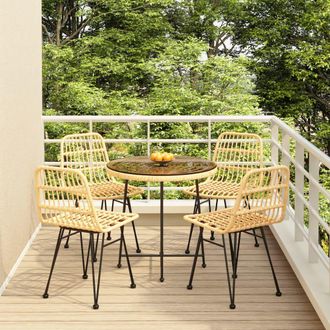 Berkfield Home 5 Piece Garden Dining Set Poly Rattan in Brown
