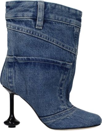 Loewe Toy Enkellaarzen Damess Stof Blauw/Denim