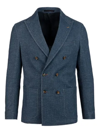 Eleventy double-breasted cotton suit - men - Cotton - 46 - Blue