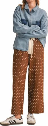 Merci Polka Dot Wide Leg Cropped Pants In Brown
