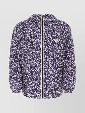 Prada floral hooded nylon windbreaker