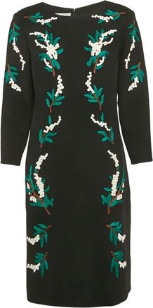 Oscar De La Renta Jurk met geborduurde bloemen - Zwart