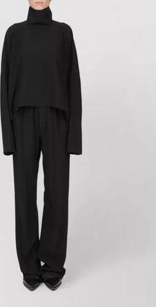 Rick Owens high-neck long-sleeve asymmetric cropped top