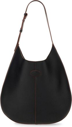 Tod's Womens Hobo Bag Black Calfskin Handbags Hand