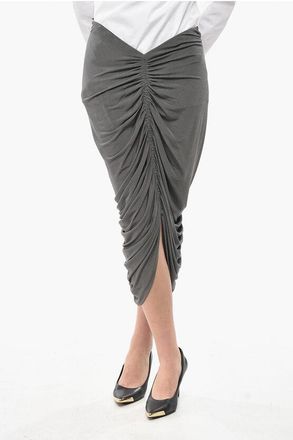 Givenchy Draped Stretch Viscose Midi Skirt with Chain Detail size 46