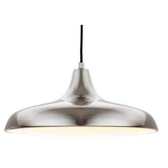Netlighting Curtis 1 Light Dome Ceiling Pendant Brushed Steel E27 in Grey