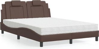 vidaXL Vidaxl - Cama Con Colch&oacute;n Cuero Sint&eacute;tico Marr&oacute;n 140x200 Cm