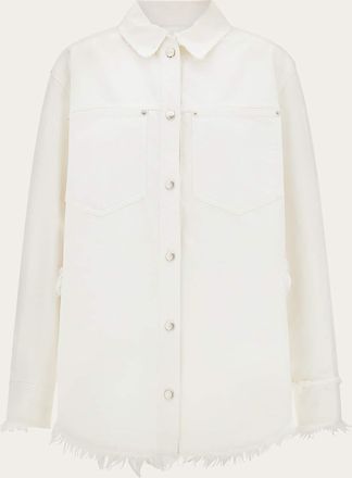 Ferragamo Donna Blouson in denim Bianco