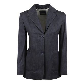 Max Mara Jassen, Dames, Blauw, S, Linnen, Derna Blazer