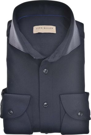 John Miller Slim Fit Lange Mouw Overhemden Donkerblauw - Heren - Zakelijke Overhemden - Zwart - 5XL - Overhemden
