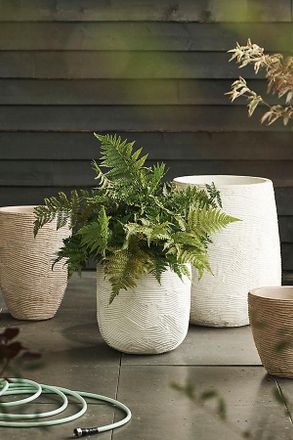 Terrain Fiber Concrete Textured U Planter, 15
