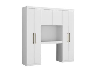 Vente-Unique Overbed Unit - 6 Doors With Wardrobes & Storage - L 200 Cm - White | Size: Single