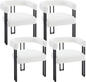 Woltu Woltu 4x Sillas De Comedor Sillas De Cocina Con Patas De Metal Para Comedor, Chenilla, Crema