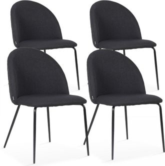 Oviala Lote de 4 sillas de Alfombra negra