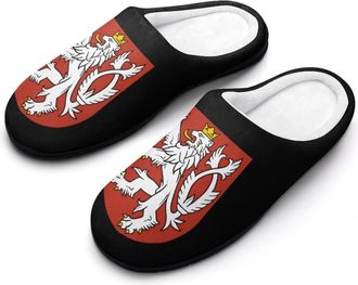Generic Coat of Arms of The Czech Republic Slippers Men Winter Warm Cotton Anti-Slip Indoor Slip-Ons House Shoes