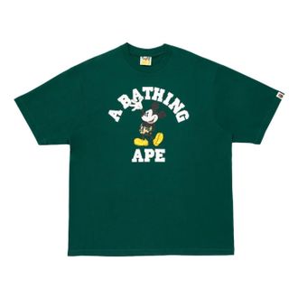 A Bathing Ape x Disney Mickey Mouse College Relaxed Fit T-Shirt Green 0ZXTEM930101Q-GRN