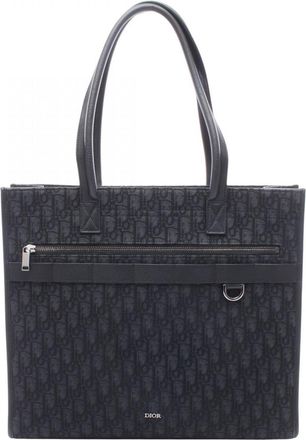 Dior Black Canvas Leather Handbag Tote Bag (Pre-Owned)