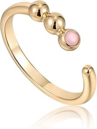 Ania Haie Womens Orb Rose Quartz Adjustable Ring In Gold