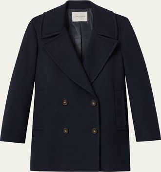 Lafayette 148 New York Double-Breasted Camel Hair Peacoat