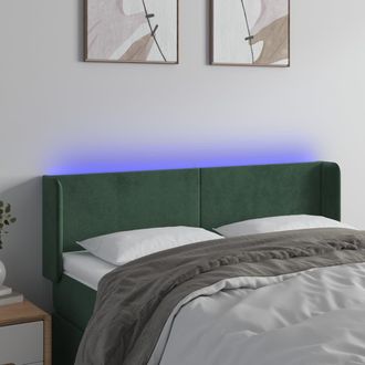 vidaXL Cabecero Con Led De Terciopelo Verde Oscuro 147x16x78/88 Cm Vidaxl
