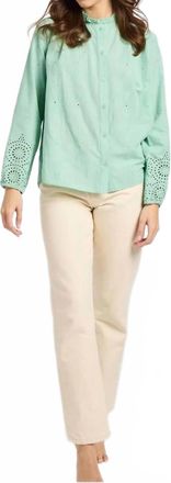 Mille Francesca Classic Florian Blouse Top In Pistachio Eyelet