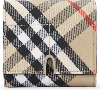 Burberry LS Snip Compact Wallet CJ1 - Dames - Portefeuilles - Beige - ONE Size - Katoen - Accessoires