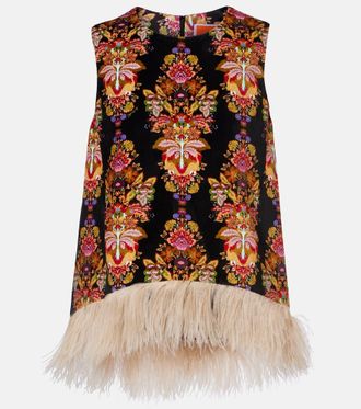 La DoubleJ Top La Scala in cotone con piume