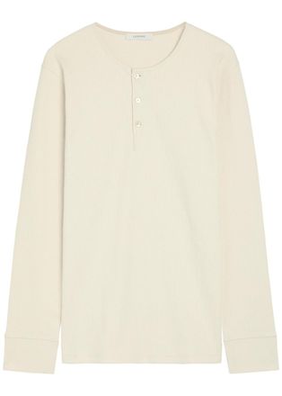 Christophe Lemaire Ribbed Cotton and Linen-blend Henley T-shirt - Off White - XL