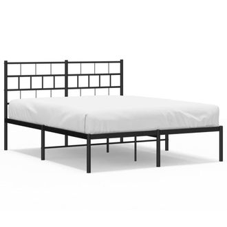 Berkfield Home Metal Bed Frame with Headboard Black 120x200 cm | Size: Small Double