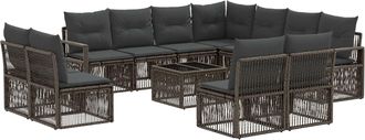 vidaXL Conjunto De Sof&aacute;s De Jard&iacute;n 12 Uds. Gris Rat&aacute;n Sint&eacute;tico Vidaxl